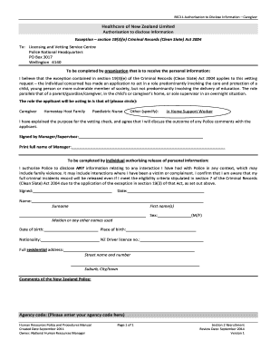 Caregiver Information Disclosure Authorization