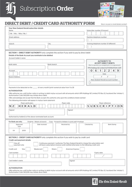 New Zealand Herald Subscription Order Form