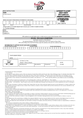 Bank Direct Debit Authorization Form