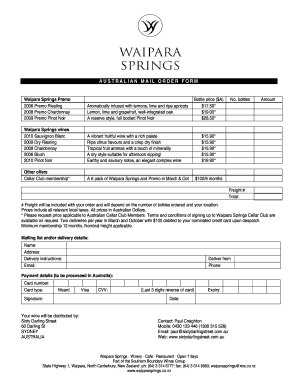 Australian Mail Order Form