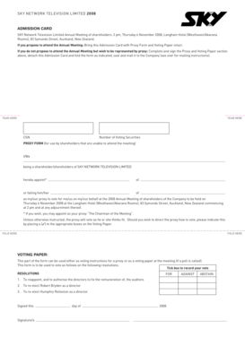 SKY Network Television Limited 2008 Annual Meeting Proxy Form