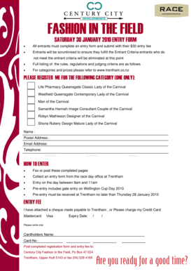 Fillable Online Entry Form - Wellington Racing Club Fax Email Print ...
