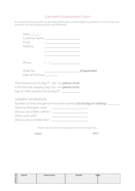 Garment Assessment Form
