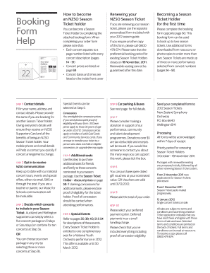 NZSO 2012 Season Ticket Booking Form
