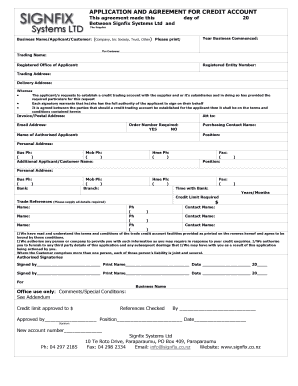 Credit Account Application and Agreement