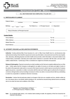 Medical Claim Notification Form