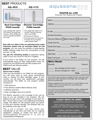 Water for Life Program Enrollment Form