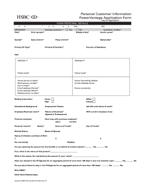 HSBC PowerVantage Application Form