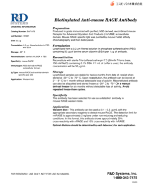 Biotinylated Anti-mouse RAGE Antibody Order Form