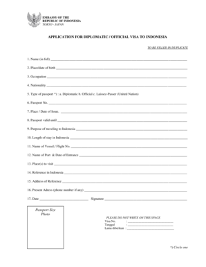 Indonesia Diplomatic Visa Application