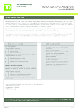 Saxo Bank Derivatives Application Form