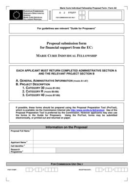 Marie Curie Individual Fellowship Proposal Form