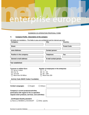 Business Co-Operation Proposal Form