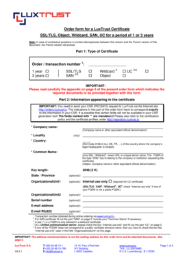LuxTrust Certificate Order Form