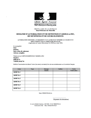 Demande d’autorisation et de détention d’arme(s) à feu