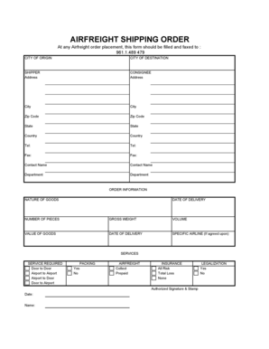 Airfreight Shipping Order