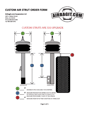 Custom Air Strut Order Form
