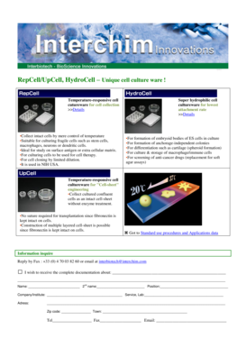 RepCell/UpCell Cell Cultureware Form