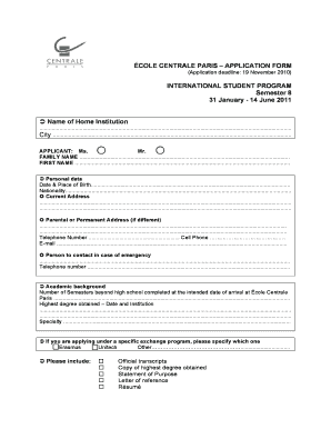 APPLICATION FORM INTERNATIONAL STUDENT PROGRAM ...