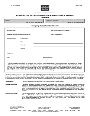 Saxo Bank Account Opening Request Form