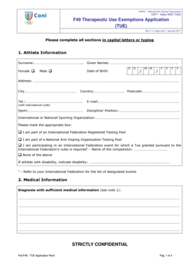 F49 Therapeutic Use Exemptions Application
