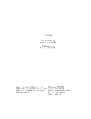 VINCENT Screenplay by Nicolas Simonin Dialogues by Karita - Detour