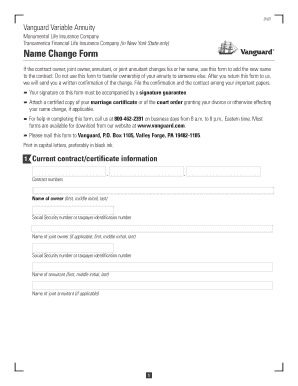Fillable Online Name Change Form - Vanguard Fax Email Print - PDFfiller