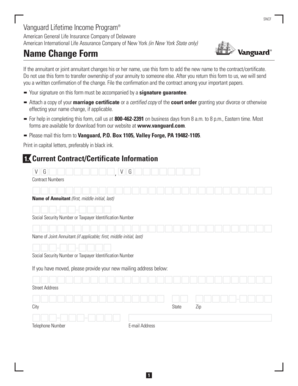 Vanguard Name Change Form