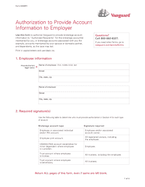 Form AAEMFV Authorization to Provide Account Information to Employer