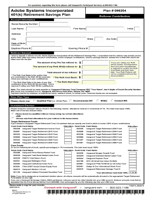 Adobe 401(k) Rollover Contribution Form