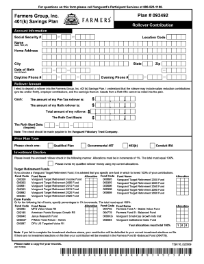Farmers Group 401(k) Rollover Contribution Form