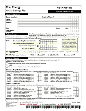 Xcel Energy 401(k) Rollover Contribution Form