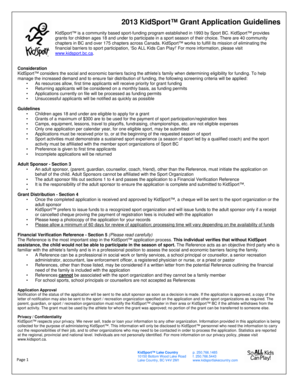 2013 KidSport Grant Application