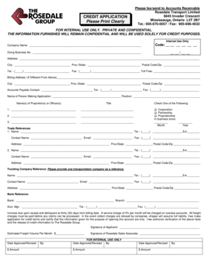 Rosedale Transport Credit Application