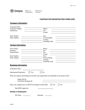 Contractor Registration Form (CRF)
