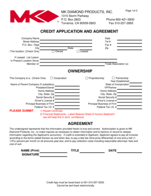 Credit Application and Agreement