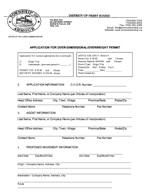 Over-Dimensional Overweight Permit Application