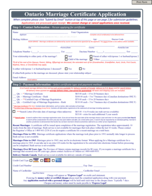 Ontario Marriage Certificate Application