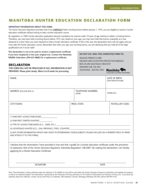 Manitoba Hunter Education Declaration Form