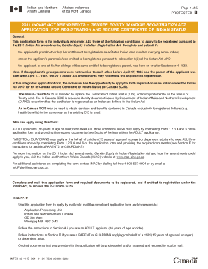 2011 Indian Act Amendments Registration Application