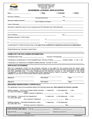 Business license for an application template