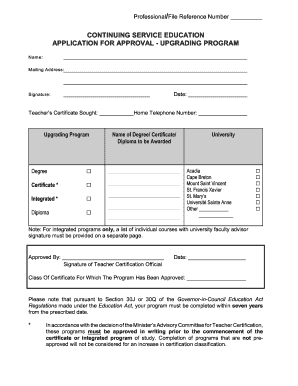 Continuing Service Education Application