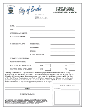 City of Brooks Utility Payment Authorization Form