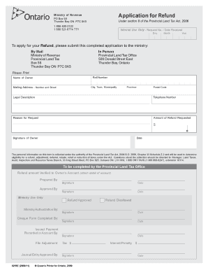 Ontario Land Tax Refund Application