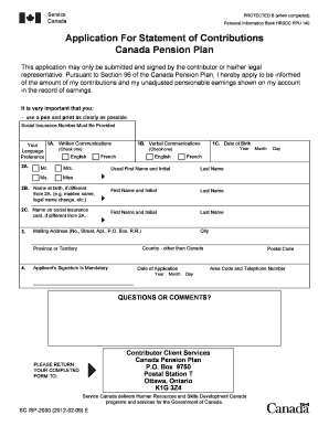 Application For Statement of Contributions ... - Service Canada - servicecanada gc