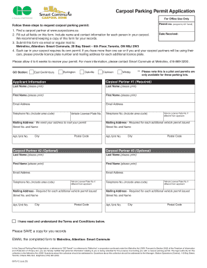 A carpool parking permit application form - GO Transit