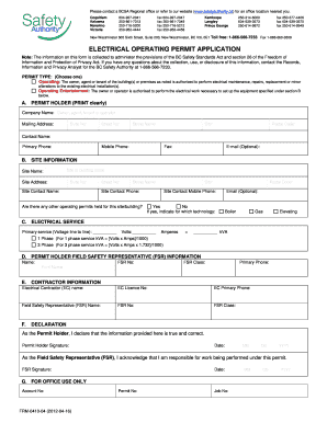 Electrical Operating Permit Application