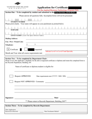 Application for Certificate