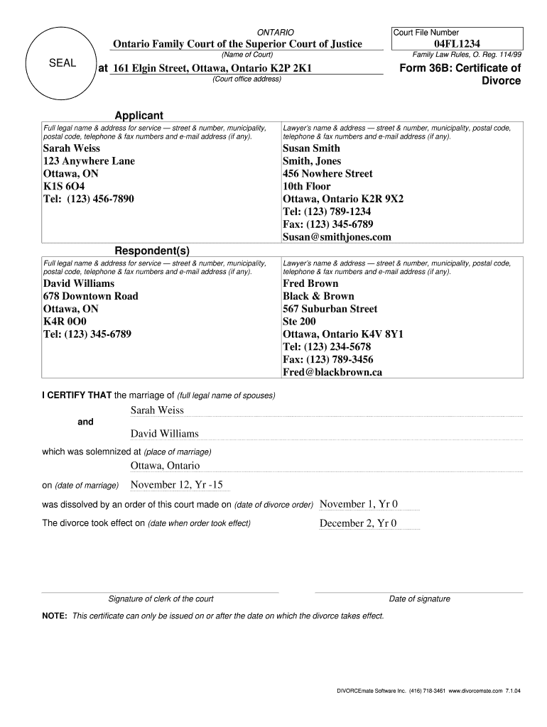 Divorce Certificate Ontario Fill Out Sign Online DocHub