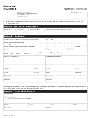 Alberta Practitioner Registration Form